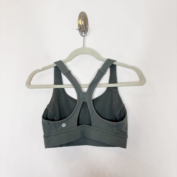Lululemon Power Through Sports Bra Grey Sage Green Medium Support Size 6 - Picture 2 of 5